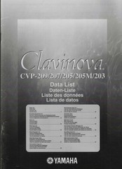 Yamaha CVP-209 207 205M 203 Clavinova Keyboard Original Data List 4 Languages