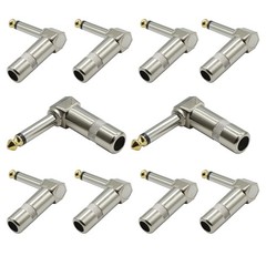 10PC 1/4 TS RIGHT ANGLE MONO PHONE PLUG CORD CONNECTOR 6.3MM CABLE JACK Audio US