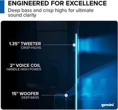 Gemini GD-L215PRO Bluetooth PA Speaker 1300W LED Lights 15″ Woofer