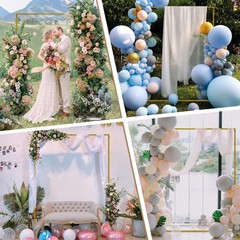Wokceer Backdrop Stand Square Wedding Arch 6.6Ft X 5.2Ft Gold Metal Balloon