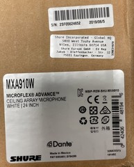 Shure Ceiling Array Microphone MXA910W 24″x24″ Microflex Advance Dante White
