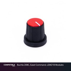 15mm Black Knob with Red Cap for Buchla 208C, Easel Command, LEM218 Modules