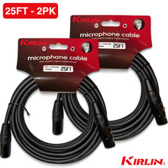 2-PACK Kirlin【25ft】XLR Male to XLR Female 20AWG Microphone Cable – 25 Foot Black