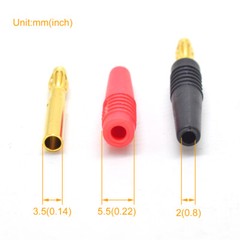 2pcs 3mm Banana Plug Test Audio Solder Connector Speaker Male Gold Plated Brass