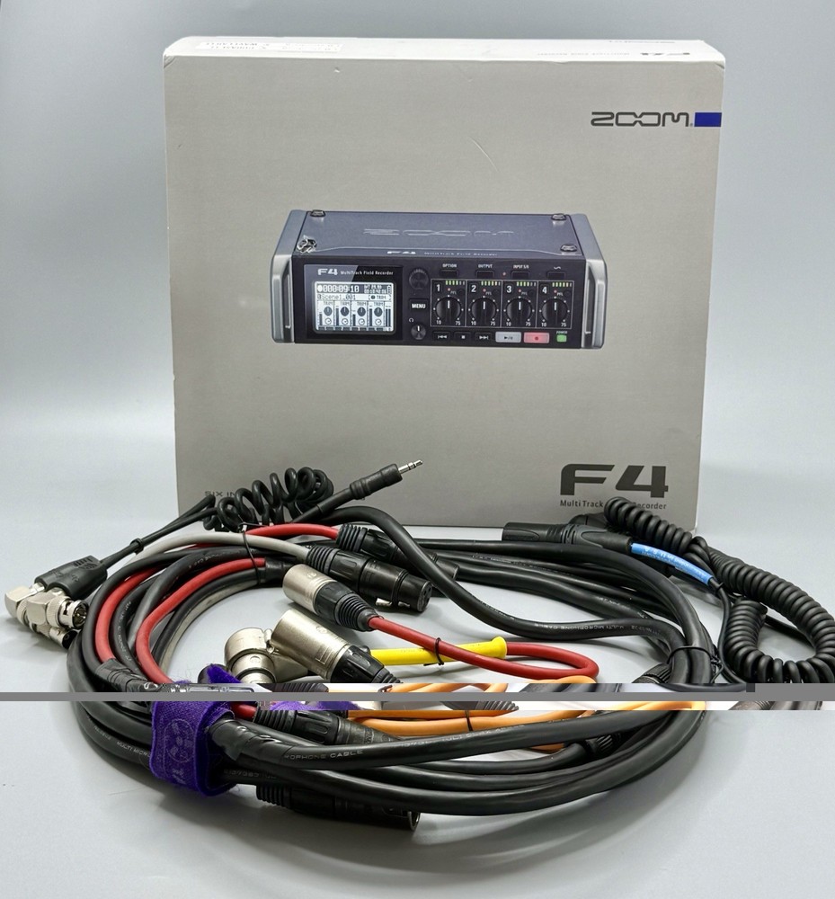 ⭕️ ZOOM F4 FIELD RECORDER KIT BOX TAI AUDIO SNAKE 4X PRO XLR TIMECODE CABLES