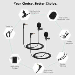 2-Pack Lavalier Microphone Compatible with DJI MIC 2, RODE Wireless Go II, 3.5Mm