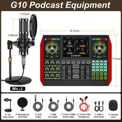 Dual Microphone Podcast Bundle for 2 – Condenser Mics, Mixer