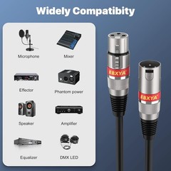 XLR Cable 15ft 4 Packs – Balanced DMX Cable with 3-Pin XLR Male to Female Mi…