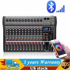 8/12/16 Channel Mixing Console Sound Pro USB Bluetooth Live Studio Audio Mixer