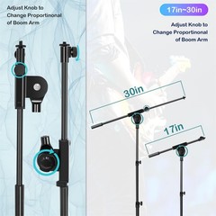 Microphone Stand Floor Foldable Mic Stand Heavy Duty Tripod Boom Arm with 2 S…