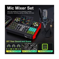 Podcast Microphone Bundle with Live Sound Board Audio Mixer, Podcast Equipmen…