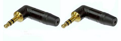 2 Neutrik NTP3RC-B 3.5mm 1/8″ Stereo Right Angle Mini Headphone Plug Gold/Black