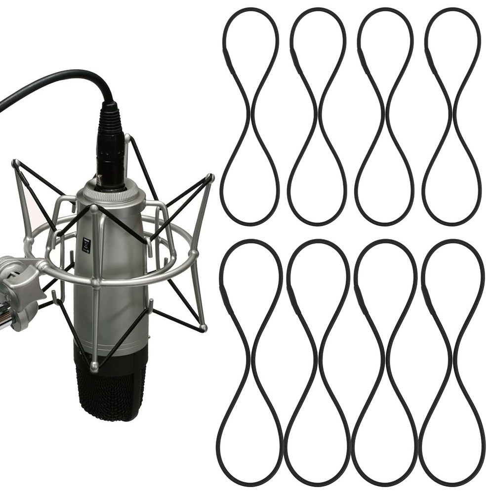 8PCS Microphone Shock Mount Rubber 8.5cm/3.34inch and 11.5cm/4.52inch, Black
