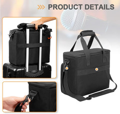 6 Slots Wireless Microphone Carrying Case, Mic Storage Bag with Thick Padding fo