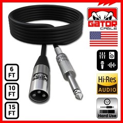 XLR 3-Pin Male to 1/4″ Plug TS Microphone Mono Cable Unbalanced Shielded Audio