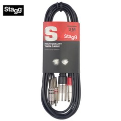 Stagg 10FT Twin Cable XLR Male to RCA Male – Black STC3CMXM
