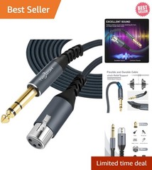 10FT Braided XLR to 6.35mm TRS Cable – Quality Sound with 20 AWG Copper
