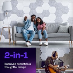Ekkogo Acoustic Panels – 12-Pack Soundproof Medium Hexagon 12 Pack, White