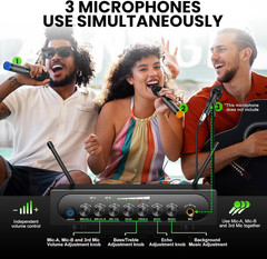 UHF Dual Channel Wireless Microphone System with Echo & Bluetooth Control