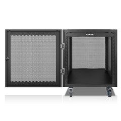 Sound Town 12U Universal Steel Rack, w/ Mesh Doors, Locking Casters STRK-M12UWD