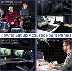 12 Pack 1″ X 12″X 12″ Acoustic Foam Panels Sound Proof Noise Reducing Wall Panel