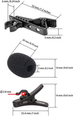 6 Pieces Lavalier Microphone Metal Tie Clips, 6 Pieces Lapel Mic Windscreen Foam