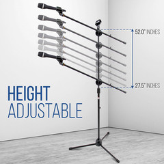 Universal Tripod Microphone Stand – Pair of Adjustable Height 27.5” to 52” High