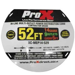 2 ProX 52 ft Multi AC Sockets Extension Cord 14 AWG For Par Lighting DJ