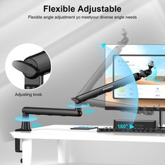 Microphone Arm,Aokeo AK-55 Desk Low Profile Adjustable Mic Boom Arm Black