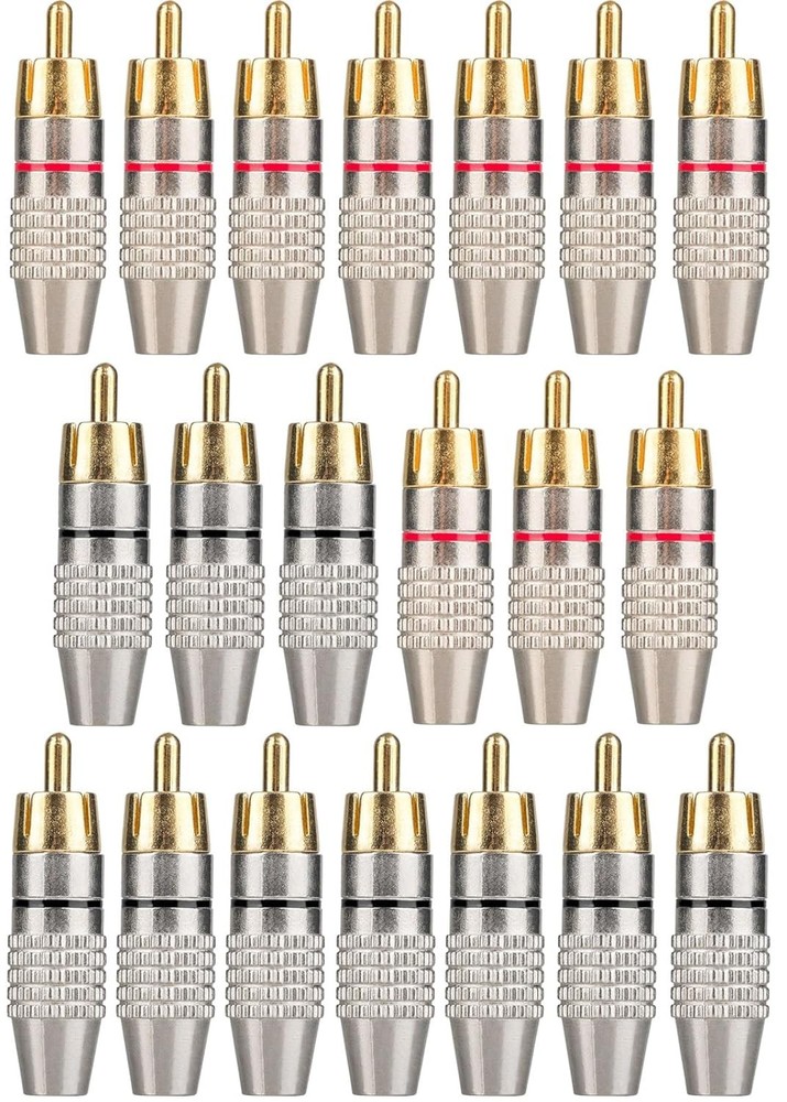 20Pack RCA Male Plug Solder,Gold Audio Video Cable Adapter Connector for Speaker