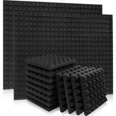 2In. T X 1Ft. X 1Ft. Black Polyurethane Pyramid Sound Absorbing Panel 36-Pack Fo