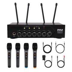 Pyle Wireless Microphones, Professional UHF Dual Microphones One Size, Black
