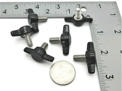 6mm x 13mm Thumb Screws with Wing Tee Knob Delrin Head SS USA 5 per package