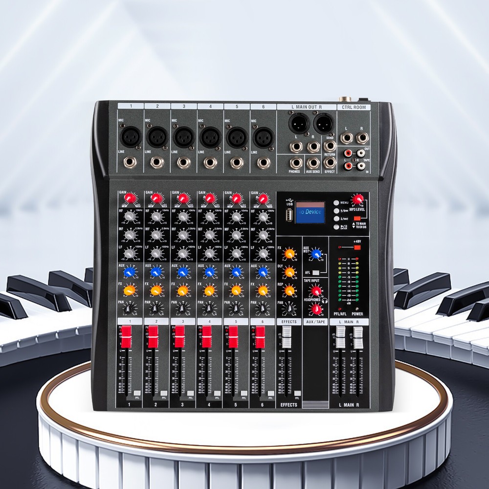 Professional Digital 6Channel Bluetooth Live Studio Audio Mixer Power Mixing USB