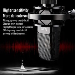 XLR Condenser Microphone with 34mm Large Gold Plated Diaphragm, Singing Conde…