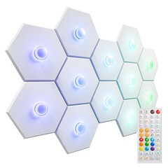 12 Pack RGB Light Sound Proof Foam Panels for Walls with Self-adhesive Hexago…