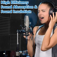 12~96 PACK 12″X12″X1″ Acoustic Foam Panel Wedge Studio Soundproofing Wall Tiles