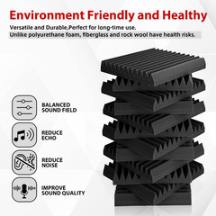High Density Acoustic Foam Panels – 52 Pack, Fire Resistant, Black