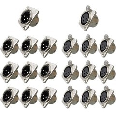 XLR 3Pin Female &Male Panel Mount Chassis Connector Nickel Plated Housing silver