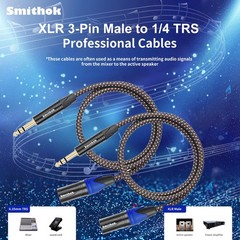 1/4″ TRS to XLR Cable 2-Pack Heavy Duty 6.6ft Nylon Balanced Gold-Plated Cord