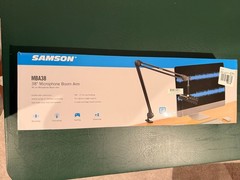 Samson MBA38 38 in Steel Microphone Boom Arm, Black, C-Clamp & Flange Mount