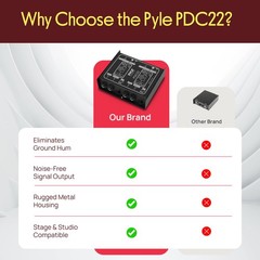PYLE-PRO Premium Direct Injection Audio Box – Passive DI Unit Hum Black