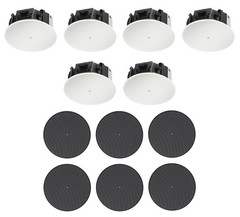 6 JBL Control 426LP 6.5″ 70v/12-ohm Commercial In-Ceiling Speakers+Black Grilles
