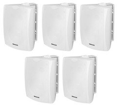 5) Rockville WET-6W 70V 6.5″ IPX55 White Commercial Indoor/Outdoor Wall Speakers