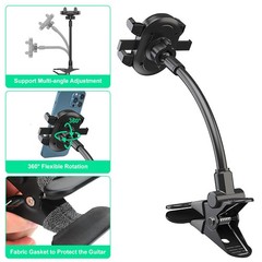Guitar Bass Phone Holder Clip Stand 360°Rotating Mount for Musicians Live Stream