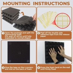 12-96 Pack Acoustic Panels Sound Absorbing Noise Proofing Studio Foam Wall Tiles