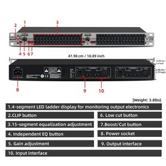 Graphic Equalizer 15-Band Stereo EQ for Home Audio, Dual Channel Professional…