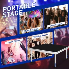 4×4 ft Stage Platform with Folding Legs 24″-40″ Height Adjustable Portable Stage