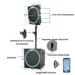 PRORECK 3000W Line Array PA System 12″ Powered Subwoofer for Wedding Party DJ