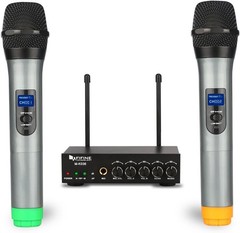 Dual Channel Wireless Handheld Microphone,Easy-to-use Karaoke Wireless
